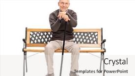  Presentation with cane - Beautiful slide set featuring senior gentleman with a cane backdrop and a light gray colored foreground