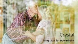  Presentation with kiss - Presentation theme with senior-gives-his-wife background and a coral colored foreground