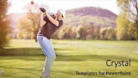 Presentation with golf - Cool new PPT layouts with senior golf player teeing off backdrop and a yellow colored foreground