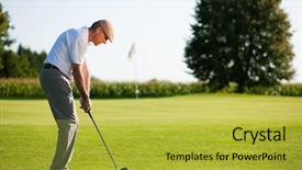  Presentation with stroke - Beautiful theme featuring senior golfer doing a golf backdrop and a yellow colored foreground