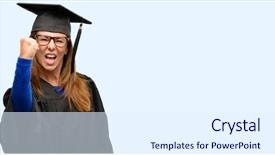  Presentation with student - PPT theme consisting of senior graduate student woman irritated background and a sky blue colored foreground