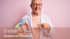  Presentation with artist - Beautiful theme featuring senior-grey-haired-artist-man backdrop and a coral colored foreground