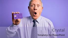  Presentation with purple business - Presentation design featuring senior-grey-haired-business-man background and a light blue colored foreground