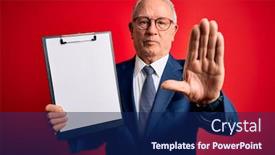  Presentation with red grey - PPT layouts consisting of senior-grey-haired-business-man background and a navy blue colored foreground