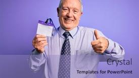  Presentation with purple business - PPT theme consisting of senior-grey-haired-business-man background and a light blue colored foreground