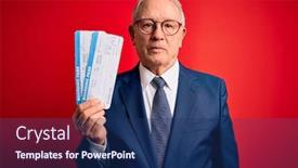  Presentation with red grey - PPT theme consisting of senior-grey-haired-business-man background and a ocean colored foreground