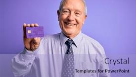 Presentation with purple business - Colorful theme enhanced with senior-grey-haired-business-man backdrop and a light blue colored foreground
