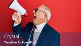  Presentation with red grey - Cool new presentation theme with senior-grey-haired-businessman-screaming backdrop and a navy blue colored foreground