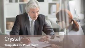  Presentation with director - PPT layouts featuring senior grey-haired director looking background and a  colored foreground