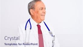  Presentation with man in nature - Audience pleasing presentation theme consisting of senior-grey-haired-doctor-man backdrop and a sky blue colored foreground