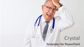  Presentation with grey - Cool new PPT theme with senior-grey-haired-doctor-man backdrop and a light gray colored foreground