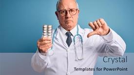  Presentation with pharmaceutical - Amazing PPT theme having senior-grey-haired-doctor-man backdrop and a lemonade colored foreground