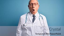  Presentation with grey - Presentation theme having senior-grey-haired-doctor-man background and a lemonade colored foreground