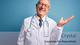  Presentation with medical smiling doctor - Presentation enhanced with senior-grey-haired-doctor-man background and a lemonade colored foreground