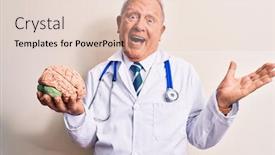  Presentation with brain memory - Slides with senior-grey-haired-doctor-man background and a lemonade colored foreground