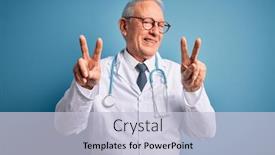  Presentation with medical sign - Slide set enhanced with senior-grey-haired-doctor-man background and a lemonade colored foreground