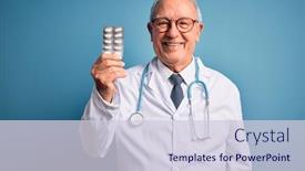  Presentation with pharmaceutical - Theme featuring senior-grey-haired-doctor-man background and a lemonade colored foreground