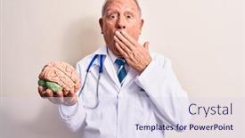  Presentation with brain memory - Beautiful PPT theme featuring senior-grey-haired-doctor-man backdrop and a sky blue colored foreground