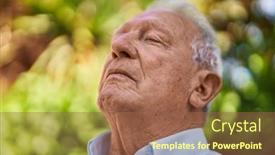  Presentation with breathing - Presentation with senior-grey-haired-man-breathing background and a tawny brown colored foreground