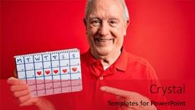  Presentation with red grey - Presentation design consisting of senior-grey-haired-man-holding background and a crimson colored foreground