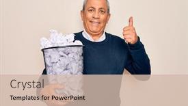  Presentation with bin - Presentation theme having senior-grey-haired-man-holding background and a soft green colored foreground