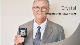  Presentation with detective - PPT theme having senior-grey-haired-man-holding background and a lemonade colored foreground