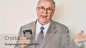  Presentation with detective - Beautiful theme featuring senior-grey-haired-man-holding backdrop and a mint green colored foreground