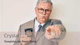  Presentation with detective - Cool new theme with senior-grey-haired-man-holding backdrop and a soft green colored foreground