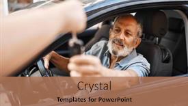  Presentation with car key - Presentation theme having senior-grey-haired-man-holding background and a coral colored foreground