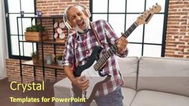  Presentation with grey - Slides consisting of senior-grey-haired-man-singing background and a tawny brown colored foreground