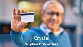  Presentation with credit card - Amazing slides having senior-grey-haired-man-smiling backdrop and a teal colored foreground