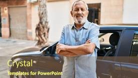  Presentation with confident - Theme featuring senior-grey-haired-man-smiling background and a tawny brown colored foreground