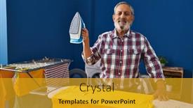  Presentation with laundry room - Presentation featuring senior-grey-haired-man-smiling background and a gold colored foreground