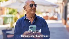  Presentation with confident - PPT layouts consisting of senior-grey-haired-man-smiling background and a ocean colored foreground