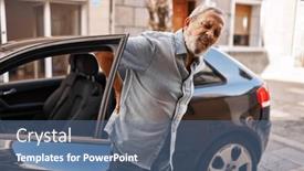  Presentation with backache - Slides consisting of senior-grey-haired-man-suffering background and a ocean colored foreground