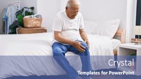  Presentation with knee - Slide set enhanced with senior-grey-haired-man-suffering background and a  colored foreground