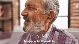  Presentation with hearing aid - Presentation enhanced with senior-grey-haired-man-using background and a  colored foreground