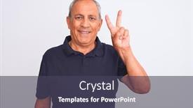  Presentation with grey black white - Beautiful slide deck featuring senior grey-haired man wearing black casual polo standing over isolated white background showing and pointing up with fingers number two while smiling confident and happy backdrop and a tawny brown colored foreground