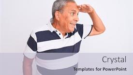  Presentation with far away - Slide deck having senior-grey-haired-man-wearing background and a light blue colored foreground