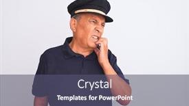  Presentation with grey black white - Cool new presentation theme with senior-grey-haired-man-wearing backdrop and a ocean colored foreground