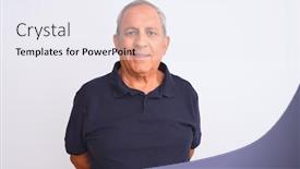  Presentation with grey black white - Presentation theme with senior-grey-haired-man-wearing background and a sky blue colored foreground