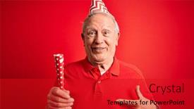  Presentation with red grey - Amazing PPT theme having senior-grey-haired-man-wearing backdrop and a crimson colored foreground
