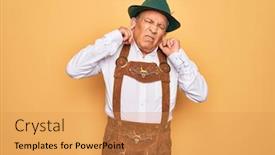  Presentation with music traditional - Slide set enhanced with senior-grey-haired-man-wearing background and a gold colored foreground