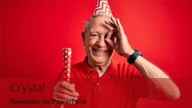  Presentation with red grey - Slide deck featuring senior-grey-haired-man-wearing background and a crimson colored foreground