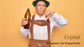  Presentation with beer bottle - Colorful PPT theme enhanced with senior-grey-haired-man-wearing backdrop and a yellow colored foreground