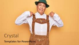  Presentation with german - Beautiful slide set featuring senior-grey-haired-man-wearing backdrop and a gold colored foreground