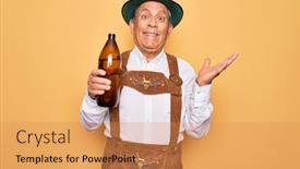  Presentation with beer bottle - Slide set having senior-grey-haired-man-wearing background and a  colored foreground