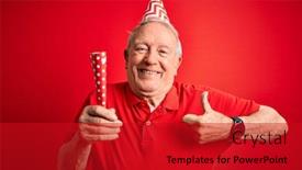  Presentation with red grey - Cool new slide set with senior-grey-haired-man-wearing backdrop and a crimson colored foreground