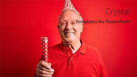  Presentation with red grey - Colorful presentation design enhanced with senior-grey-haired-man-wearing backdrop and a red colored foreground