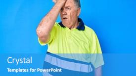  Presentation with grey - Slide deck having senior-grey-haired-man-wearing background and a teal colored foreground